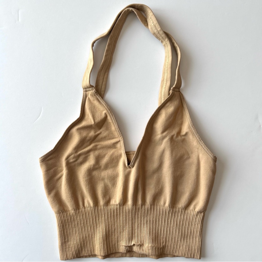 ☀️(A342) NEW Free People Movement Good Karma Crop Tank. Gold. Size: XS/S - Picture 2 of 6